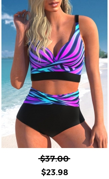 ROTITA Criss Cross Multi Color Ombre Bikini Top