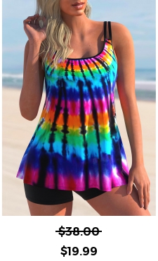 ROTITA Rainbow Color Tie Dye Print Tankini Top