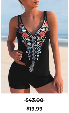 ROTITA Double Straps Multi Color Tribal Print Tankini Top