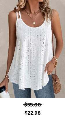 ROTITA Hole White Scoop Neck Camisole Top