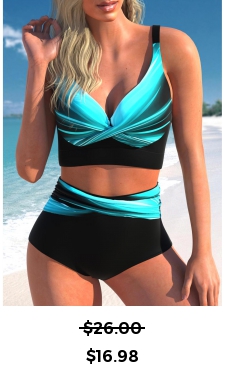 ROTITA Cyan Wide Strap Ombre Bikini Top