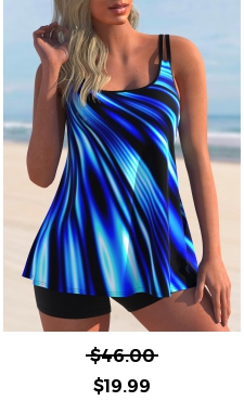 ROTITA Blue Double Straps Ombre Tankini Top