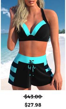 ROTITA Patchwork Black Striped High Waisted Bikini Set