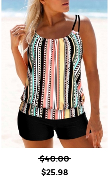 ROTITA Multi Color Double Straps Tankini Top