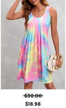 Pleated Ombre Multi Color Short A Line Dress