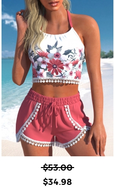ROTITA Lace Dark Reddish Purple Floral Print Bikini Set