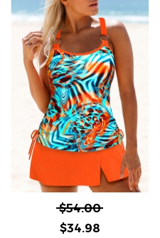 ROTITA Circular Ring Multi Color Leopard Tankini Set