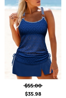 ROTITA Lace Navy Mid Waisted Tankini Set