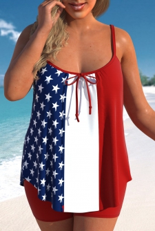ROTITA Plus Size High Waisted Bowknot Tankini Set