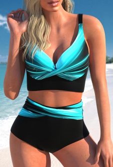 ROTITA Cyan Wide Strap Ombre Bikini Top
