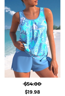 ROTITA Bowknot Neon Blue Mid Waisted Tankini Set