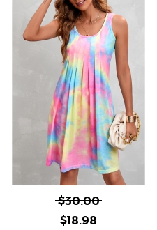 Pleated Ombre Multi Color Short A Line Dress