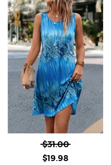 Paisley Print Sky Blue A Line Dress