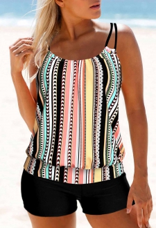 ROTITA Multi Color Double Straps Tankini Top