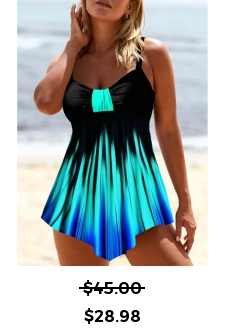 ROTITA Ombre Cyan Asymmetric Hem Swimdress Top
