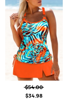 ROTITA Circular Ring Multi Color Leopard Tankini Set