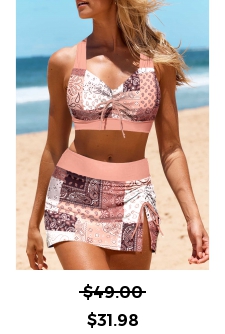 ROTITA Criss Cross Dusty Pink Tribal Print Bikini Set