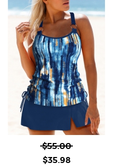ROTITA Circular Ring Dusty Blue Tankini Set