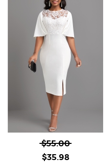 ROTITA Lace White Half Sleeve Bodycon Dress