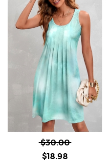 Pleated Ombre Mint Green A Line Dress