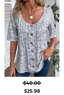 Button Light Grey Marl Scoop Neck T Shirt
