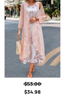 ROTITA Two Piece Floral Print Pink Maxi Dress