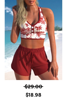 ROTITA Criss Cross Button Deep Red Bikini Set