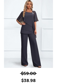 ROTITA Layered Dark Grey Long Asymmetrical Neck Jumpsuit