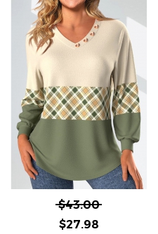 ROTITA Plaid Light Yellow Sweatshirt