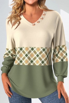 ROTITA Plaid Light Yellow Sweatshirt