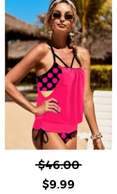 ROTITA Polka Dot Tie Hot Pink Tankini Set