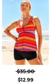 ROTITA Rainbow Stripe Double Straps Tankini Top