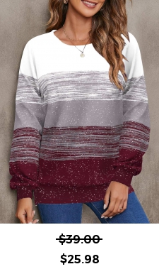 ROTITA Geometric Print Wine Red Round Neck Sweatshirt