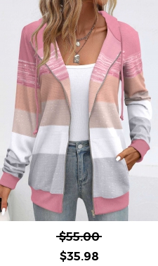 ROTITA Pocket Geometric Print Pink Long Sleeve Hoodie