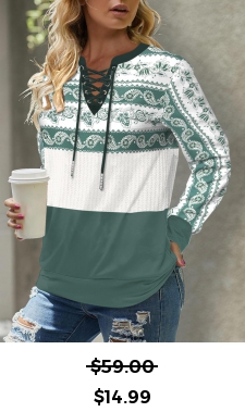 ROTITA Lace Up Sage Green Long Sleeve Sweatshirt