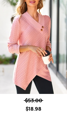 ROTITA Cross Hem Dusty Pink V Neck Sweatshirt