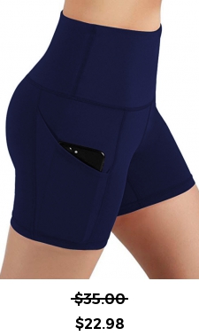 ROTITA Pocket Detail High Waisted Navy Blue Swim Shorts