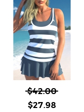 ROTITA Fake 2in1 Dark Grey Striped Tankini Top