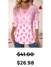 ROTITA Valentine's Day Criss Cross Light Pink T Shirt