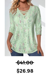 ROTITA Criss Cross Geometric Print Light Green T Shirt