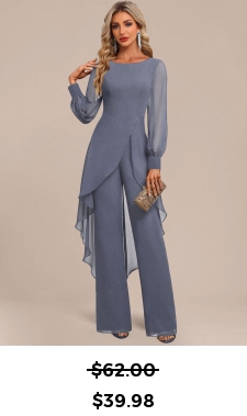 ROTITA Patchwork Dusty Blue Long Scoop Neck Jumpsuit