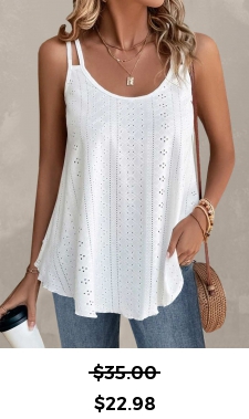 ROTITA Hole White Scoop Neck Camisole Top