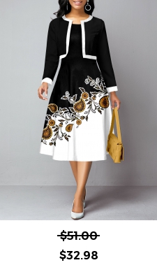 ROTITA Long Sleeve Cardigan and Paisley Print Dress