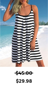 ROTITA Black Striped Spaghetti Strap Cover Up