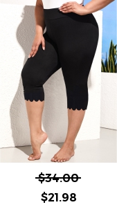ROTITA Wave Hem Black High Waisted Plus Size Swim Shorts