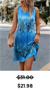 Paisley Print Sky Blue A Line Dress