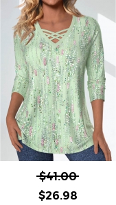 ROTITA Criss Cross Geometric Printed Non-sequined Light Green T Shirt