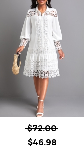 ROTITA Lace Patchwork White Shirt Collar Dress