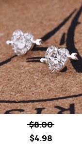 Heart Rhinestone Arrow Detail Silver Earrings