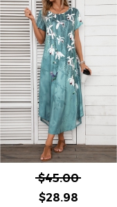 Pocket Floral Print Turquoise Shift Dress